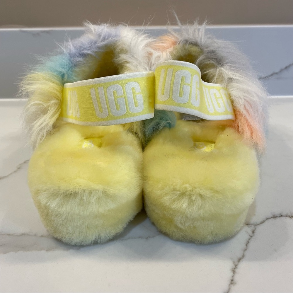 NWT UGG Fluff Yeah Women's Tie-Dye Shearling Slingback Sandal Slipper in… - Picture 6 of 10
